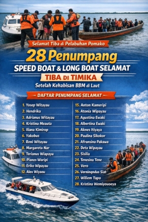 28 Penumpang Speed Boat dan Long Boat Selamat, Tiba di Timika Usai Kehabisan BBM